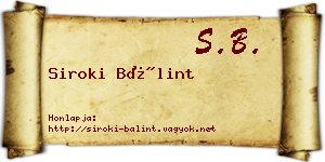 Siroki Bálint névjegykártya