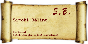 Siroki Bálint névjegykártya
