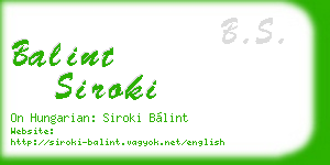 balint siroki business card